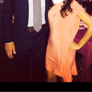 Madison Marcus Coral One shoulder Silk Dress SZ XS